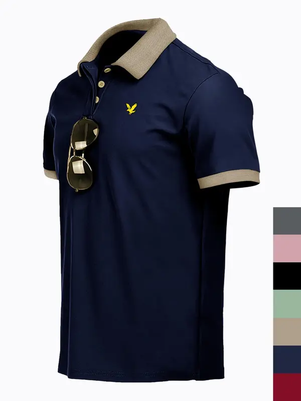 Men's Colorblock Print Polo Shirt, Regular Fit Casual Short Sleeve Collared Top for Summer, Fashion Men's Clothes for Daily Wear, Tropical 6