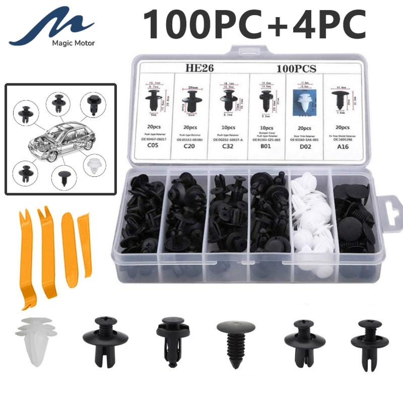 100pcs Universal Auto Body Fastener Clips - Car Bumper/Door Trim ...