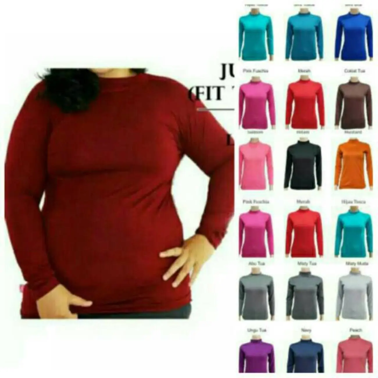>40 WARNA JUMBO XXL TO XXXL MANSET KAOS / ATASAN BAJU DALAMAN / INNER KEBAYA