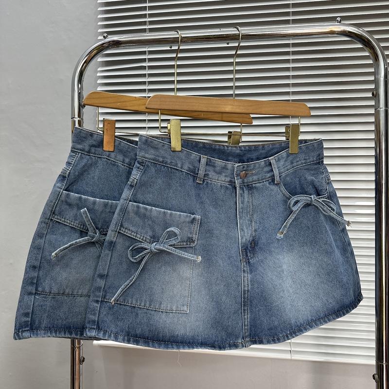 Chân váy jean nơ bigsize cao cấp cho nữ chupby (không co giản) cv403