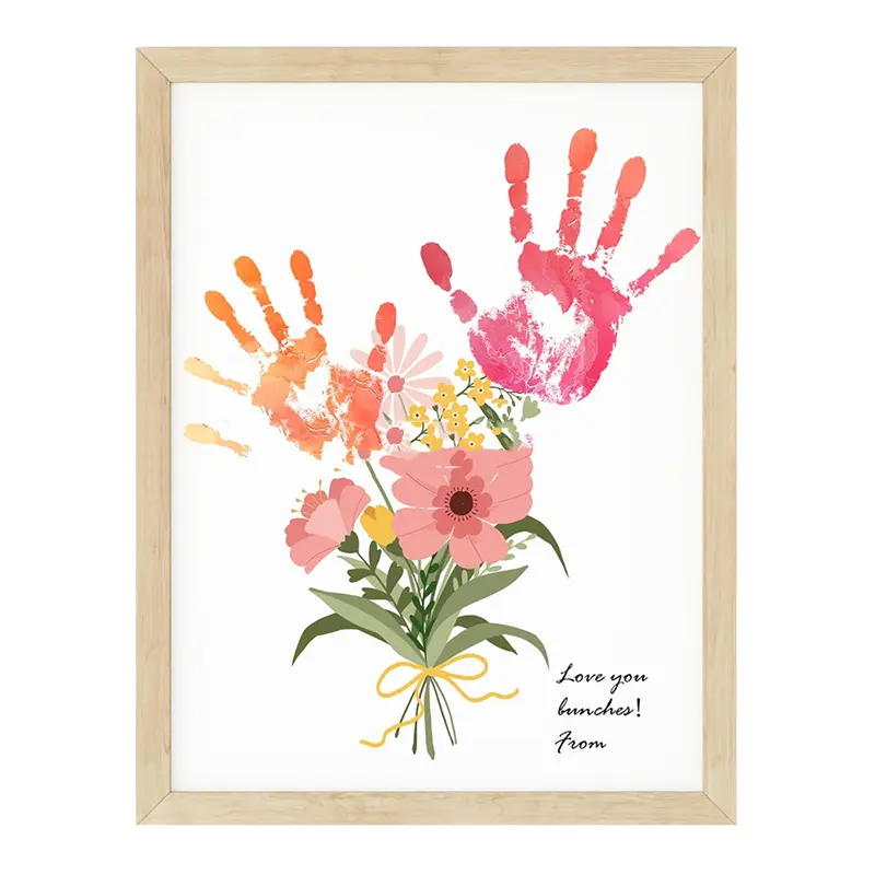 Handprints Flowers And Pumpkins Festival Posters Christmas Mother's Day Canvas Painting For Mom Or Grandparents Home Decor Gift
