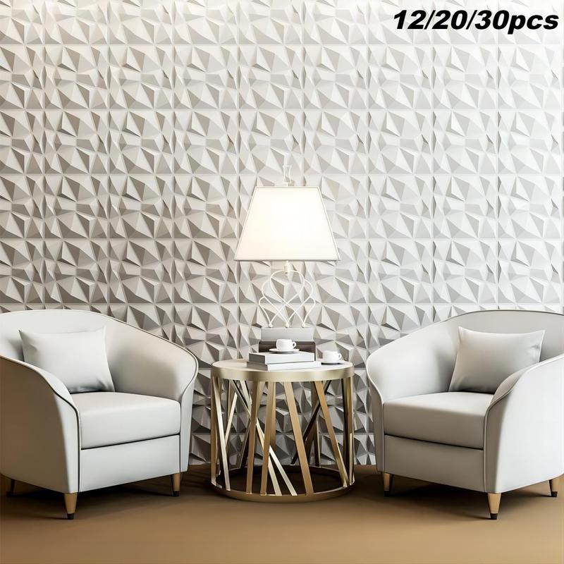 Geometric Pattern Wall Panel with Tape, 12/20/30pcs Waterproof 3D Wall Decor Diamond Panel, Durable Wall Decor for Living Room & Bedroom 3