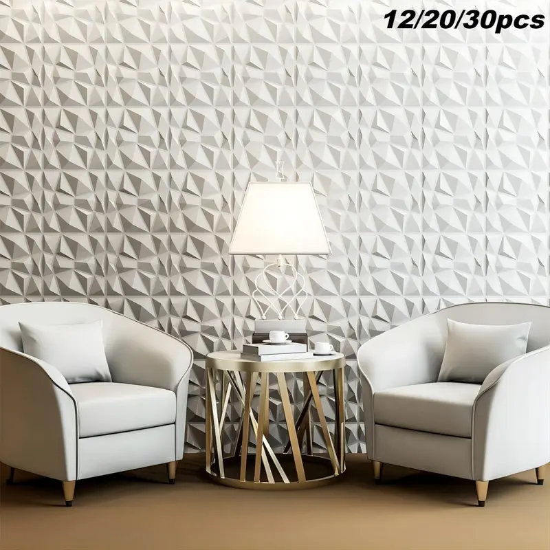 Geometric Pattern Wall Panel with Tape, 12/20/30pcs Waterproof 3D Wall Decor Diamond Panel, Durable Wall Decor for Living Room & Bedroom 2
