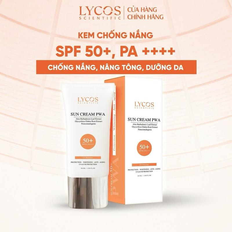 Kem Chống Nắng LYCOS Sun Cream PWA SPF 50+, PA ++++ Chống Nắng, Nâng tông & Dưỡng Da 50ml