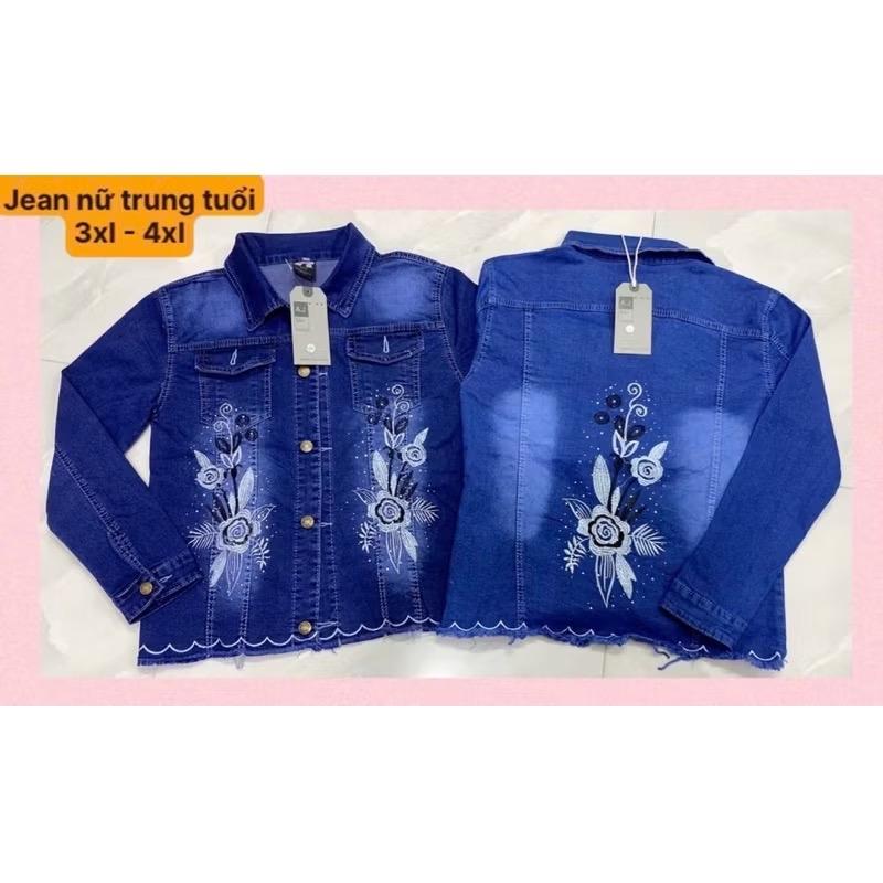 Áo Khoác Jean giản lai tua thêu hoa đính cườm siêu nét 2