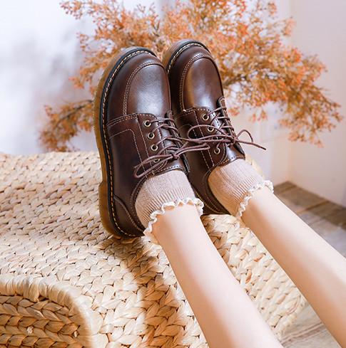   Tăng 1 size Giày Oxford Giày Nữ Retro Phong Cách Nhật Bản Có màu nâu và đen 