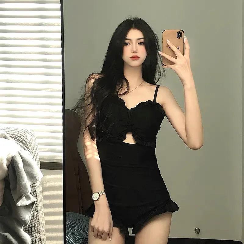 Product Introduction of 2024 New Korean Sexy Slim High Waist Solid Swimwear Women One Piece Swimsuit Female Backless Monokini Bathing Suit Swim Wear 3
