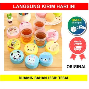 Gelas Lipat Plastik Portable Travel Telescopic Cup Plastic Mug Cangkir Minum Anak Plastic Lucu Karakter Botol