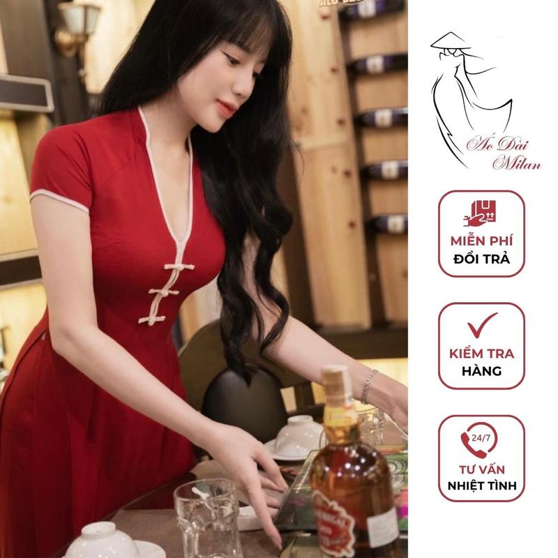Bộ áo dài lễ Tân cổ tim 3 Nút dài viền tay ngắn dễ thương nhiều màu kèm quần lụa Tằm Ý mềm mại  Women