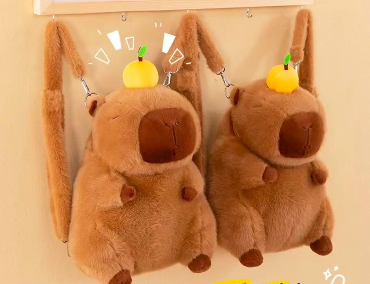 ￼Ba lô sang trọng Capybara thể thao FUHUI, Túi đeo vai sang trọng có dây kéo búp bê động vật Capybara, Túi đựng mỹ phẩm nhồi bông Kawaii Túi đeo chéo Capybara 40cm Bag