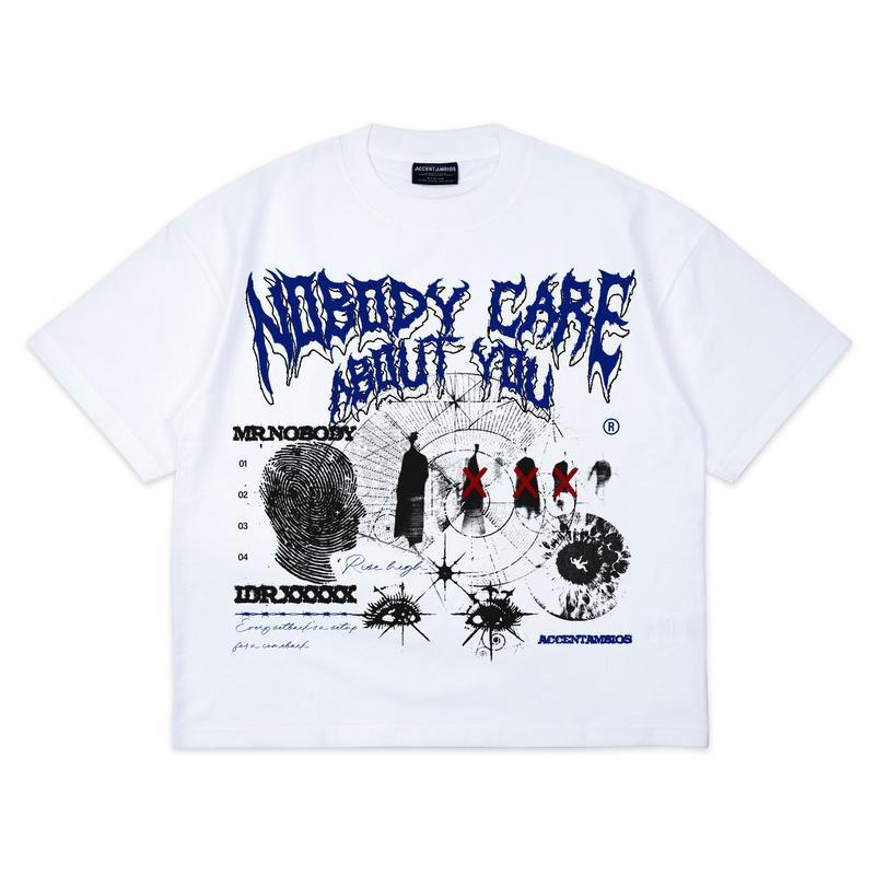 Product Introduction of AccentAmbios Kaos Boxy fit d Tshirt Nobody Care White Santai combed printing Streetwear Crew-neck fashion unisex T-shirt Menswear Top Baju Pria 6