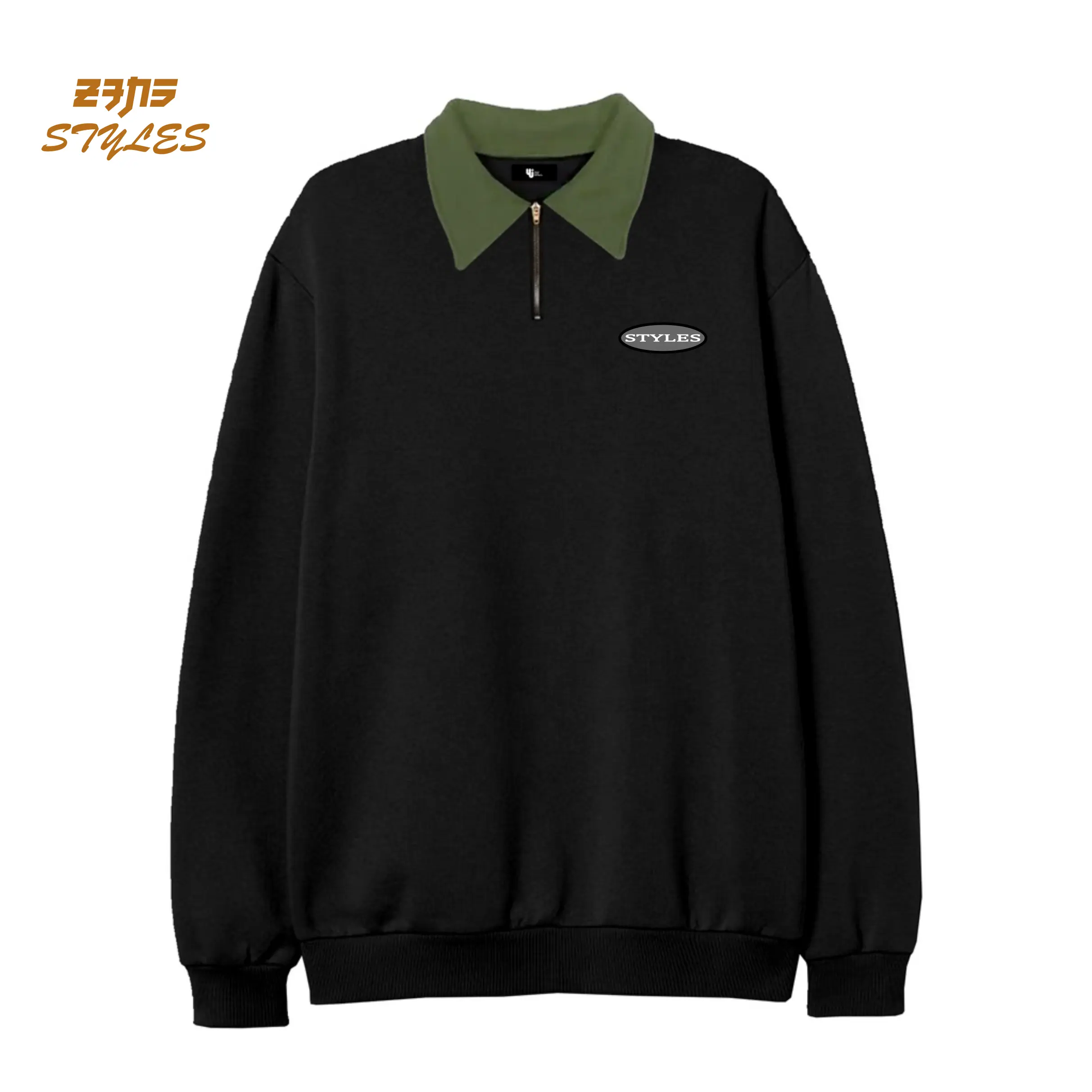 Crewneck Half Zip Kombi Sweatshirt Kombinasi Warna nyaman panjang Casual Distro Fleece Zipper Sweater cowok hamata studio Soft Pria