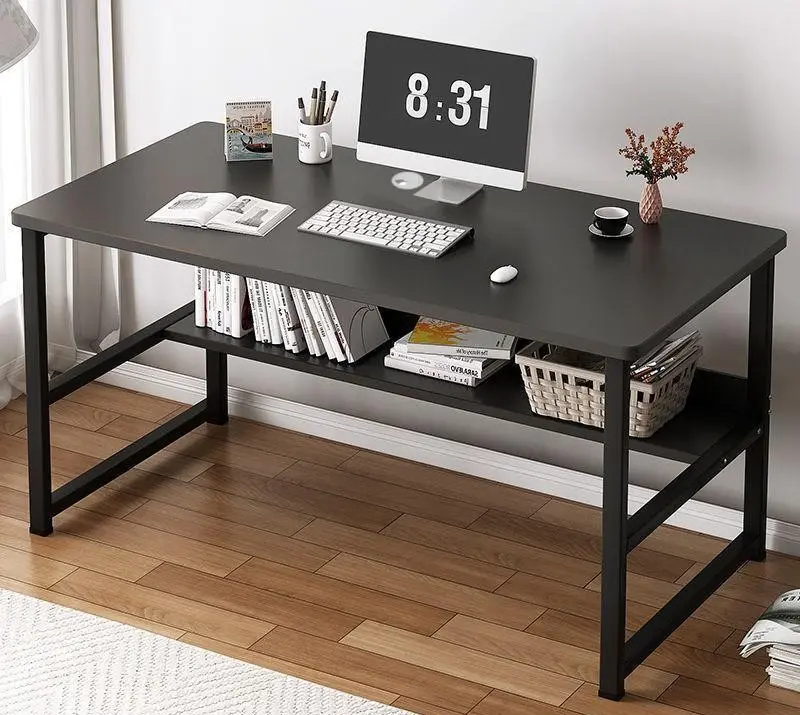 Bàn làm việc T-table kèm kệ lửng để sách để laptop sách vở học tập lắp ghép 5