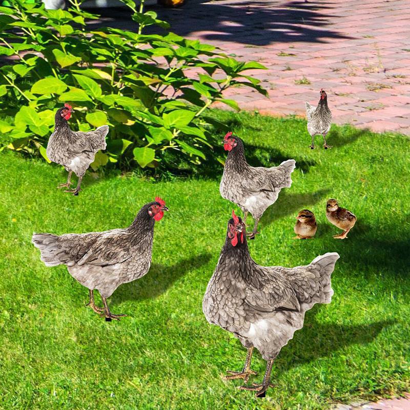 Rooster Decor Realistic Life-like Ornamental Double-sided Printing Acrylic Garden Statue Chicken for Yard 7