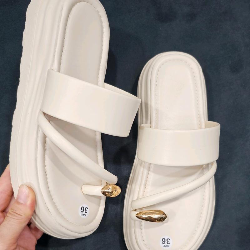 Dép bánh mì Nữ   đính khóa quai chéo đế cao 5cm depnuhottrend  2024  Nữ DéP  Đế Bằng giay  dep bao sang  banh misieuem dép  sandal Shoes GiàY xỏ ngón