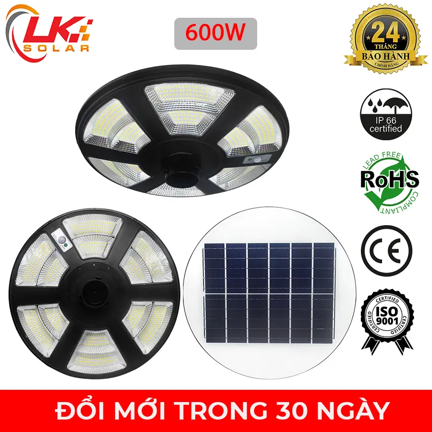 [CHÍNH HÃNG] Đèn Sân Vườn UFO Năng Lượng Mặt Trời Liền Thể 600W Có Cảm Biến Chuyển Động - LK Solar FDD-44600 BẢO HÀNH 2 NĂM, Sử dụng 100% năng lượng mặt trời, lắp đặt ngoài sân vườn, đường phố, trang trại, cảm biến ánh sáng, có remote điều khiển