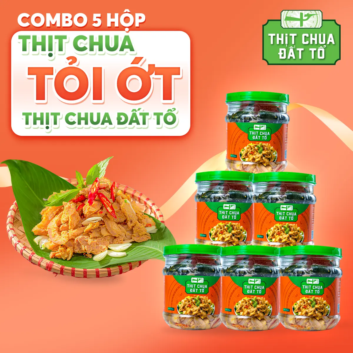 Thịt Chua Đất Tổ - 5 Hộp Thịt chua tỏi 170g/Hộp