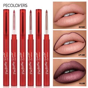 2 in 1 Lip Liner & Lipstick, 1 Count Long Lasting Matte Lipstick Pencil, Nude Pink Purple Lips Outline Makeup Crayon Stick Lip Tint Line Cosmetic