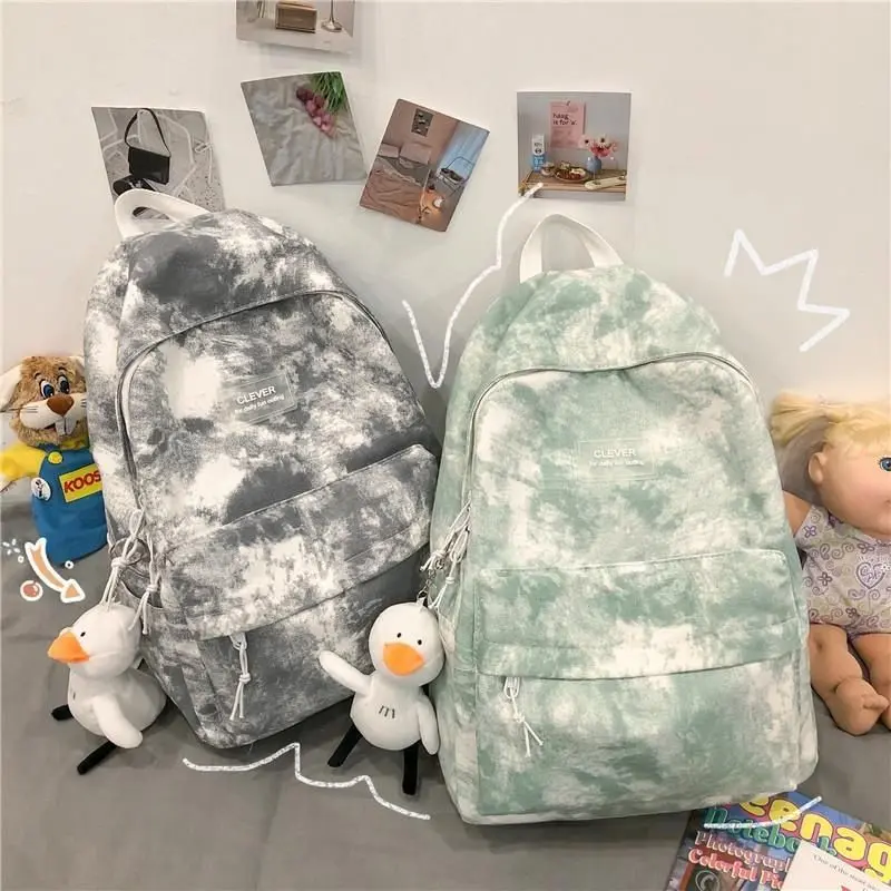 Cặp Sách Tie-Dyed, Phong Cách Hàn Quốc, Dành Cho Nữ Sinh Trung Học Và Đại Học, Phong Cách Ba Lô Mới, Phong Cách Mori, Thiết Kế Đơn Giản Và Dễ Phối Đồ, Năm 2024