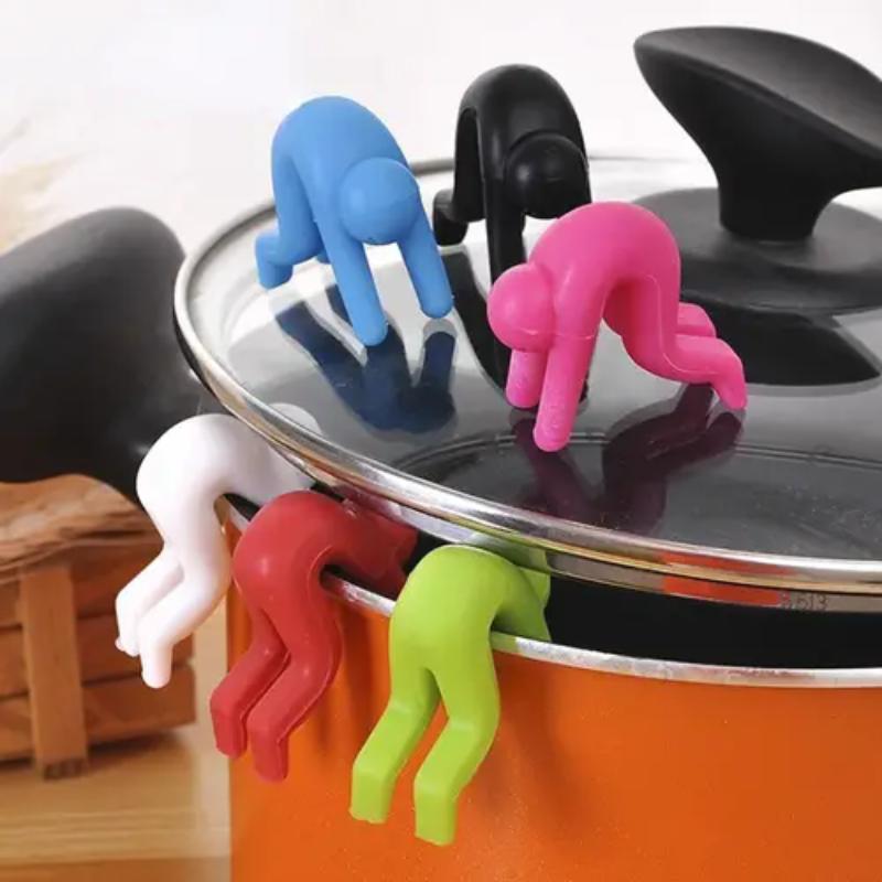 Silicone Pot Lid Holder, 5 Counts Creative Cute Pot Side Clip,   Kitchen Gadgets for Home Dining Room Barbecue 2