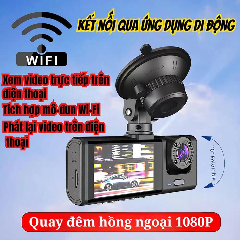 Camera Hành Trình Ô Tô Có Wifi Xem Trực Tiếp Qua Điện Thoại Ghi Âm Buồng Lái Quay Trước Trong Và Sau Xe