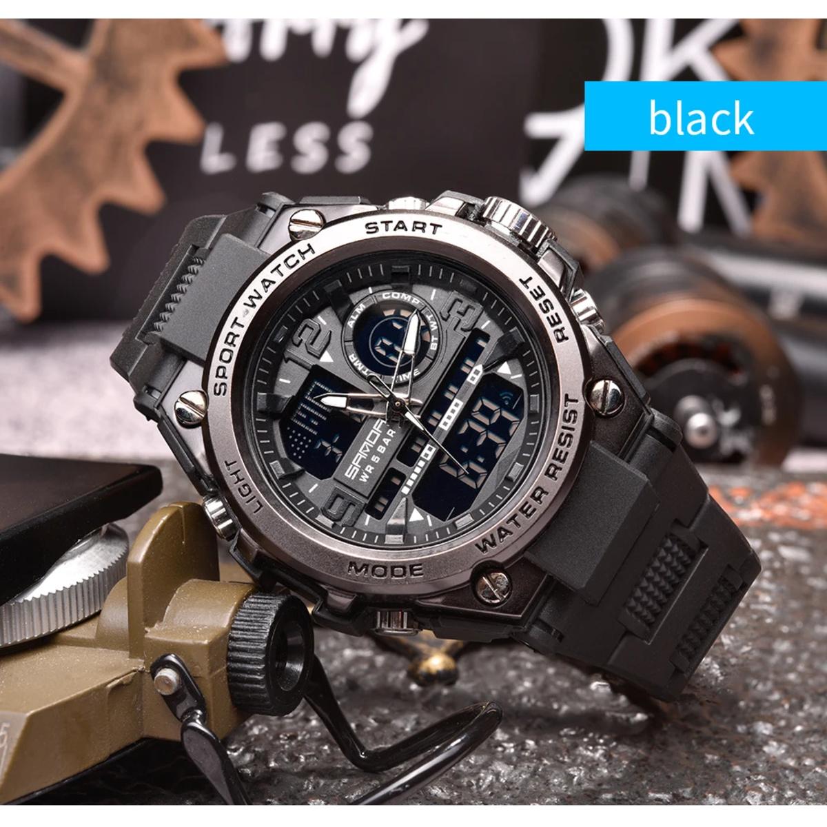 Men Sports Quartz Watches Dual Display LED Electronic Digital Wristwatches Waterproof Military Watch Relogios Masculino