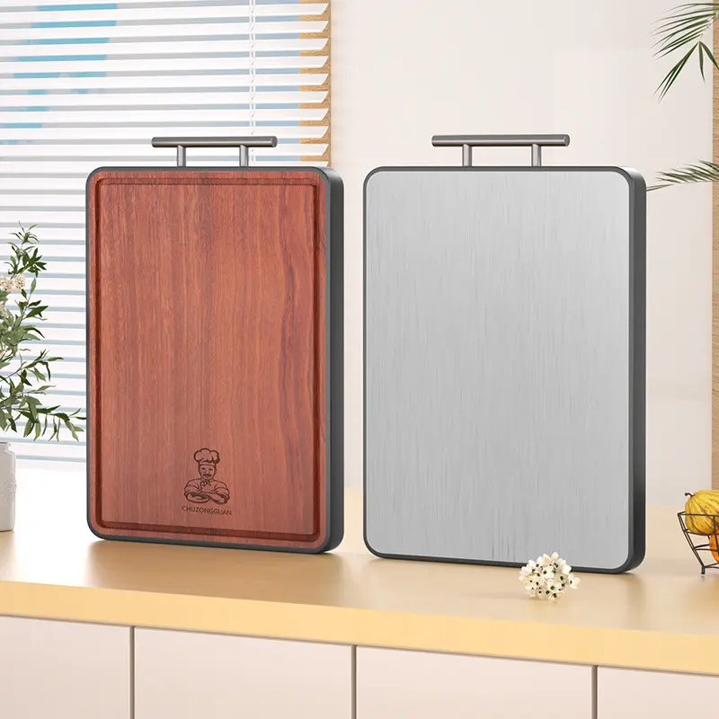 Ebony Cutting Board Antibacterial and Mildewproof Household Stainless Steel Chopping Board Accounts for Solid Wood Wooden Cutting Board Cutting Board Double-Sided Cutting Board