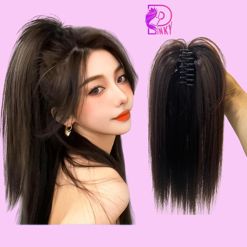Tóc ngoạm nửa đầu thẳng (Mẫu Kẹp nhỏ), Tóc giả ngoặm kẹp nửa đầu dài 30cm Women Nữ Wig