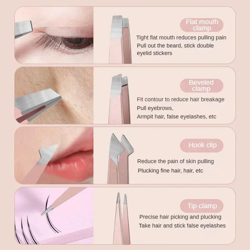 Product Introduction of 4pcs High-quality Professional Tweezers Set  Perfect For Eyebrow Hair Removal, Splinter & Ingrown Hair Removal & For Men & Women 17