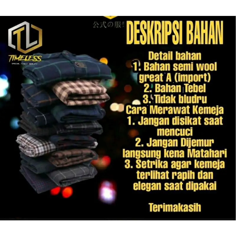 Kemeja Flanel Wool V-Neck Lengan Pendek Big Size 5XL 6XL Pria Distro Santai - Kain, Kerah 4