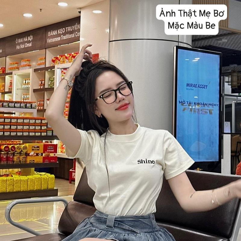 Áo Thun Babe Tee Thêu Chữ  "Shine" Cotton 100% 2 Chiều ĐL 250gsm Nữ Women Top Cổ Tròn Cổ Tròn 1