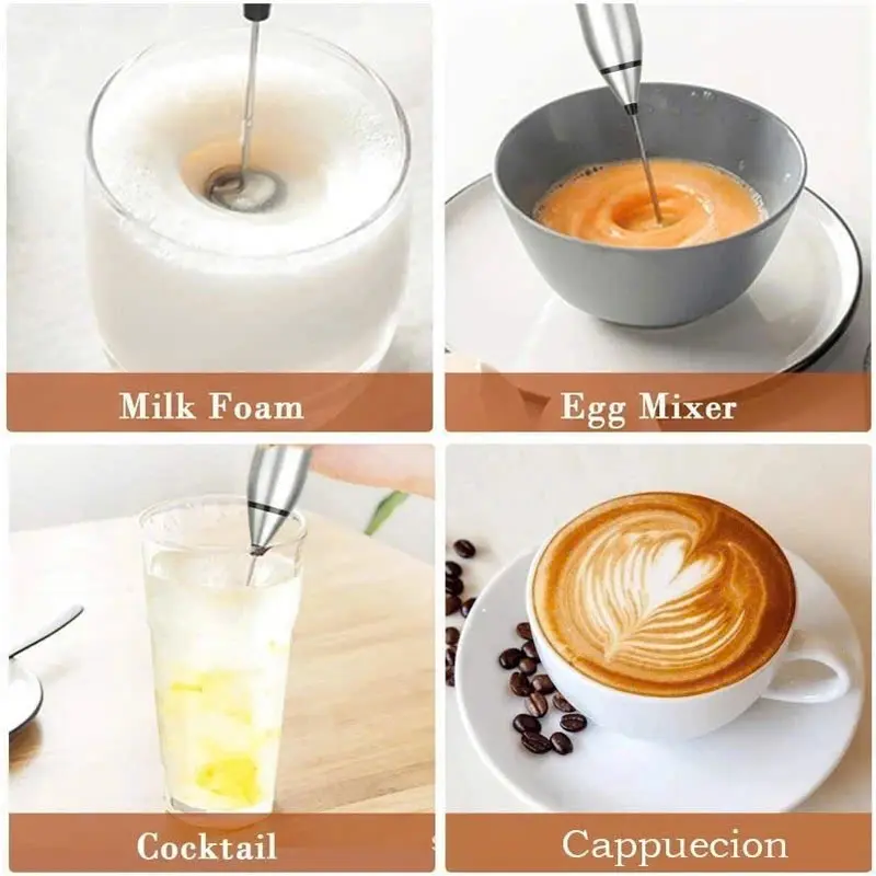 Máy tạo bọt cafe 3 tốc độ, máy đánh trứng cầm tay không giây, hỗ trợ sạc pin tiện lợi sử dụng 5