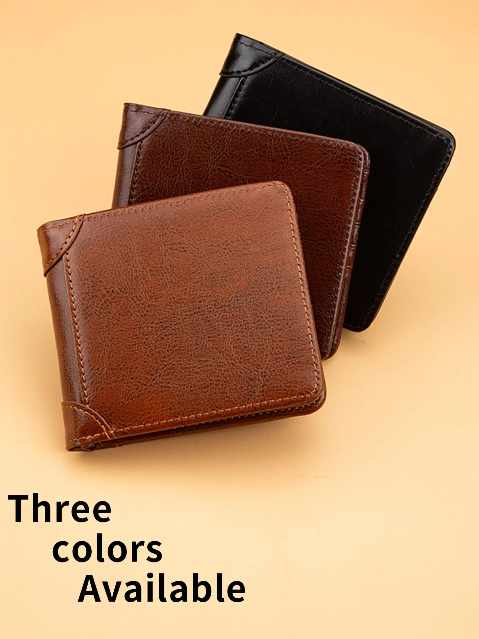 Men's Minimalist Bifold Wallet, Casual Plain Color Wallet with Id Window, Simple Style Wallet for Daily Use