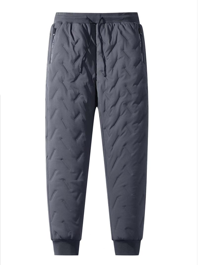 Product Introduction of Men's Pocket Zipper Drawstring Winter Pants, Casual Regular Fit Plain Thermal Lined Trousers, Pants for Men, Men's Clothing Combat Trousers Men 6