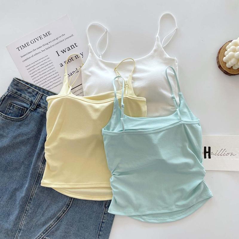 Product Introduction of [ 86k People Collection] Pure Desire Sweet and Spicy Camisole for Women, Inner Wear and Outer Wear, Beautiful Back Strap, Chest Pad, Ruched Design, Slim Fit, Flattering Top for Women 15