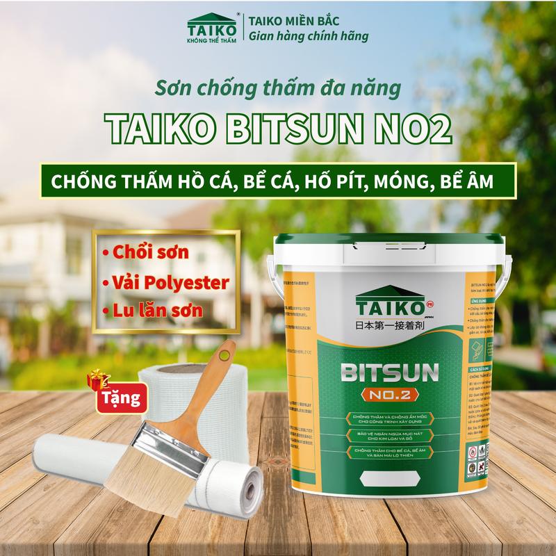 [0.5 Kg] Sơn Chống Thấm Hồ Cá, Bể Cá Koi TAIKO BITSUN NO 2 Màu Đen-  Keo Chống Thấm Bể Cá Koi, Mái Nhà, Móng Nhà, Bể Âm