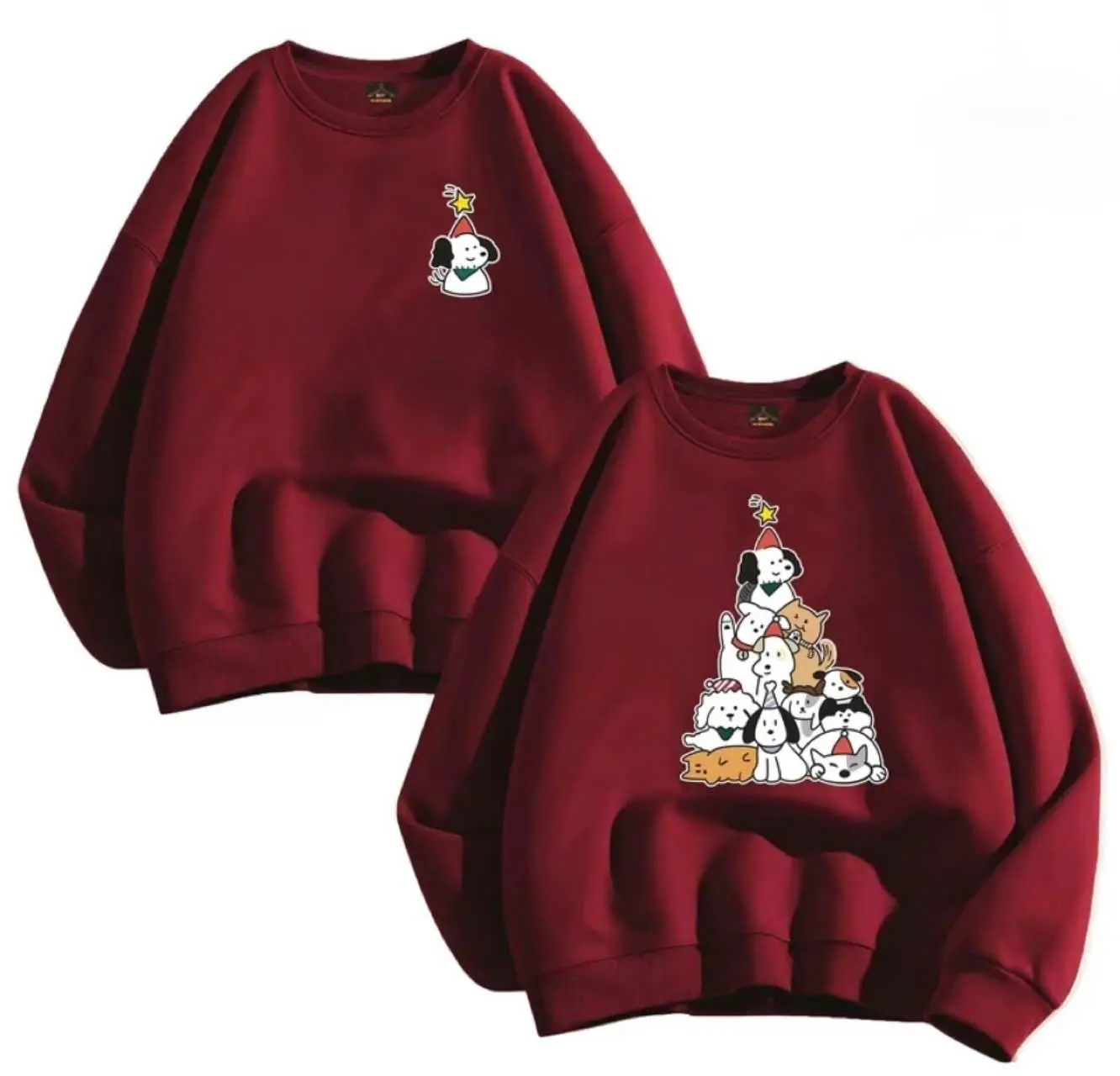 Áo đôi sweater nỉ bông form rộng hình tháp con vật kiểu dáng unisex in 5D sắc nét phong cách Hàn Quốc