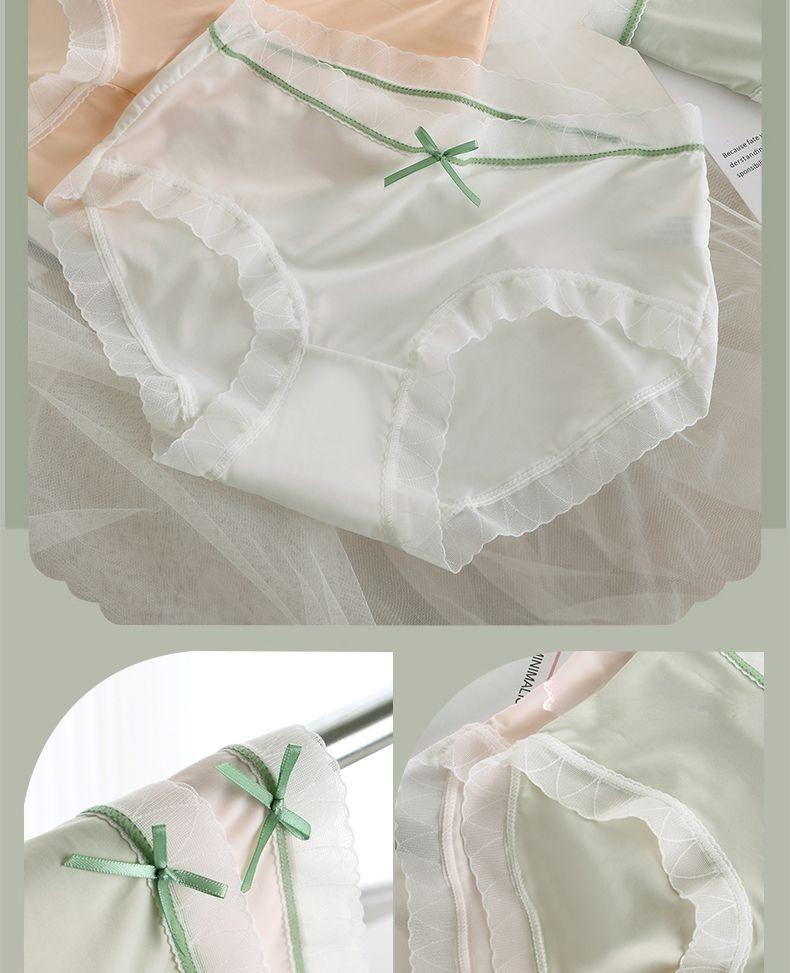 Product Introduction of 4 Pack Ice Silk Seamless Panties Ultra-Thin Quick-Drying Breathable Mid Waist Antibacterial Girl Student Briefs Lingerie Women Lady Basic Minimalist Womenswear Comfort Innerwear Seamless Ice Silk Low Waist Panty 4
