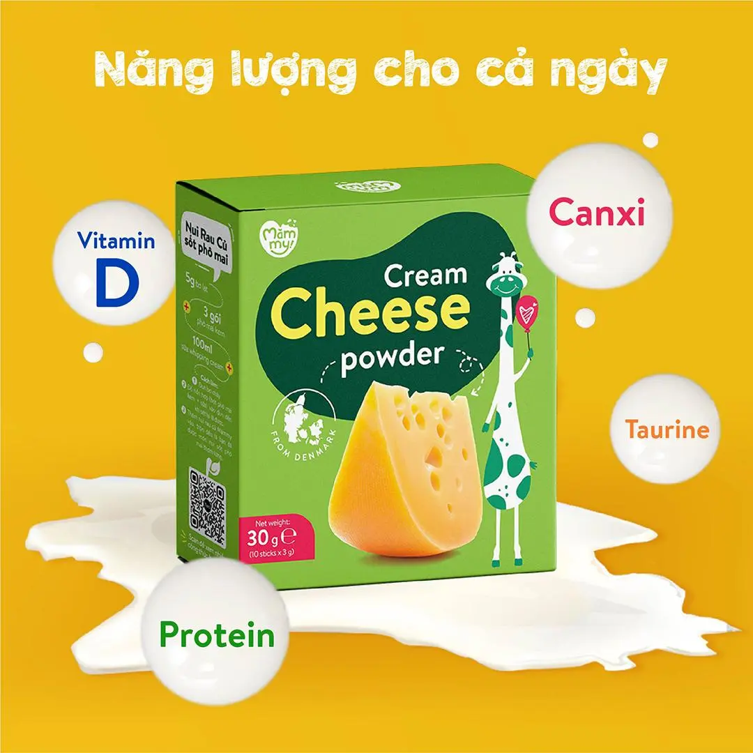 Hộp phô mai tách muối Mămmy dạng bột rắc cơm, hộp 10 ống (3g/ống)