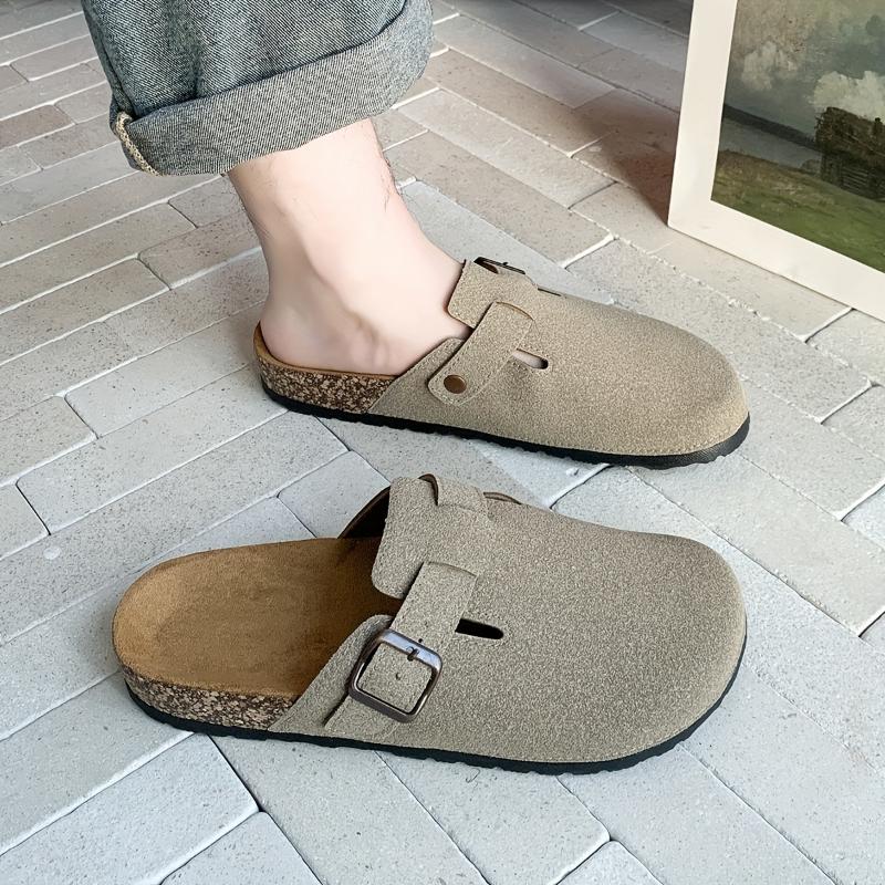 Men's Slip-On Casual Sandals - Retro Fashion Flat Sole Indoor/Outdoor Slippers with Adjustable Buckle Strap, Non-Slip Durable Design for All-Season Comfort, Sturdy Construction, Strappy Sandals 1