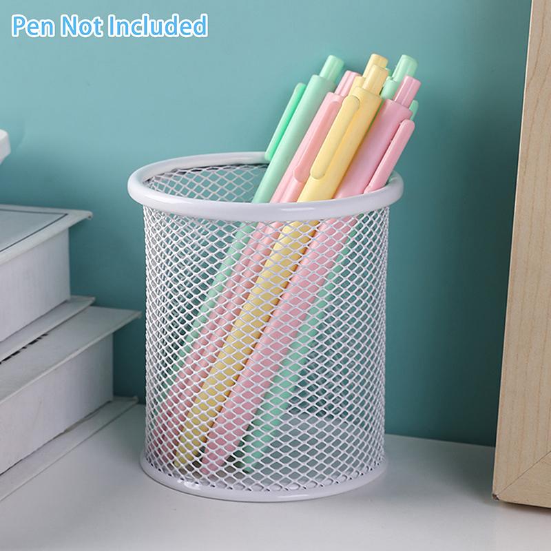 Product Introduction of Iron Pen Holder Hollow Desktop Storage Bucket Student Stationery Multi-functional Office Black Color Round Square Pen Holder 29