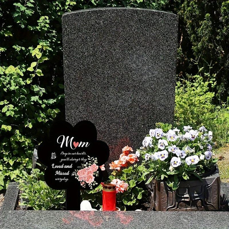 Acrylic Memorial Stake Decoration, Rose Design Outdoor Garden Grave Marker, Waterproof Stake for Lasting Memory, Suitable for Remembrance Ceremonies 3