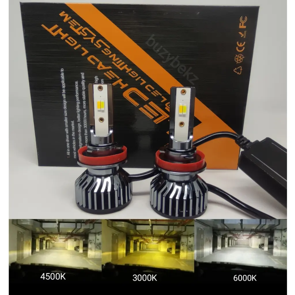 【Garansi 10 tahun】COD BZL LAMPU LED HEADLAMP FOGLAMP H4 H11 H8 H16 H9 H1 H7 HIR2 TIGA 3 WARNA TRICOLOR PUTIH KUNING 3000K 4500K 6000K MOBIL SEPASANG