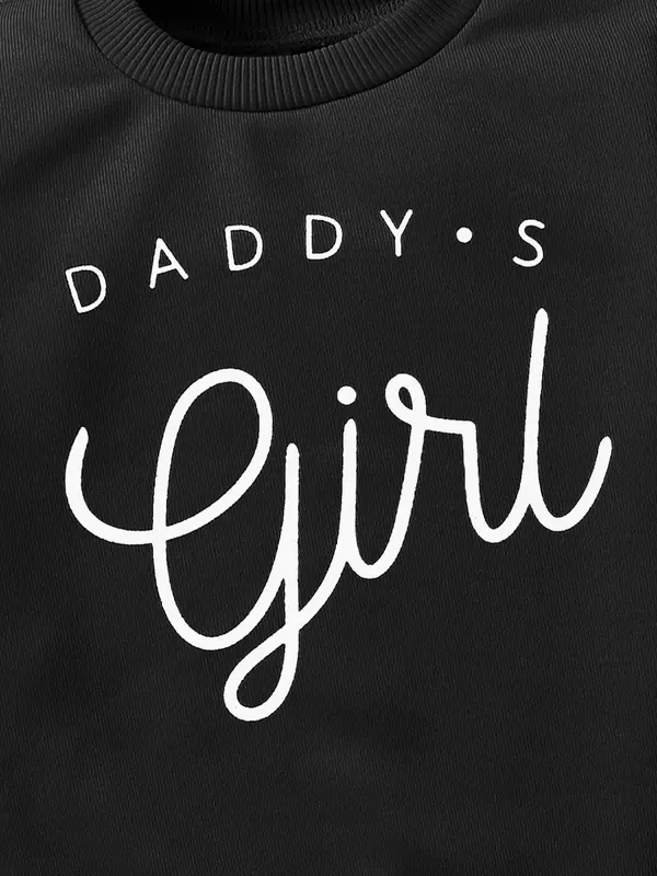Baby Girl's "Daddy's Girl" Letter Print Crewneck Sweatshirt, Casual Round Neck Long Sleeve Pullover Top for Baby Girls, 2024 Trendy New Kids Fashion 8