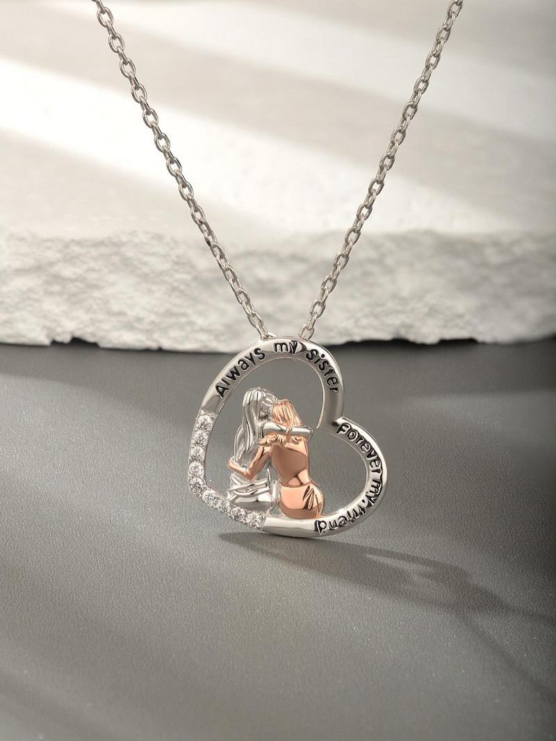 Product Introduction of S925 Sterling Silver Fashion Heart Design Pendant Necklace for Women, Artificial Zircon Decor Charm Necklace, Cute All-match Jewelry As Gift 3