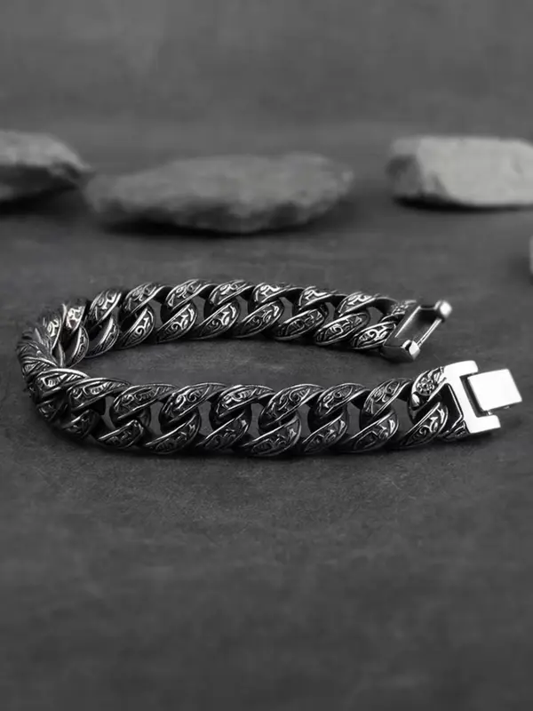 Men's Punk Style Zinc Alloy Chain Bracelet, Fashion Jewelry for Party, Daily Clothing Decor, Trendy All-match & Exquisite Jewelry for Birthday Gift 5