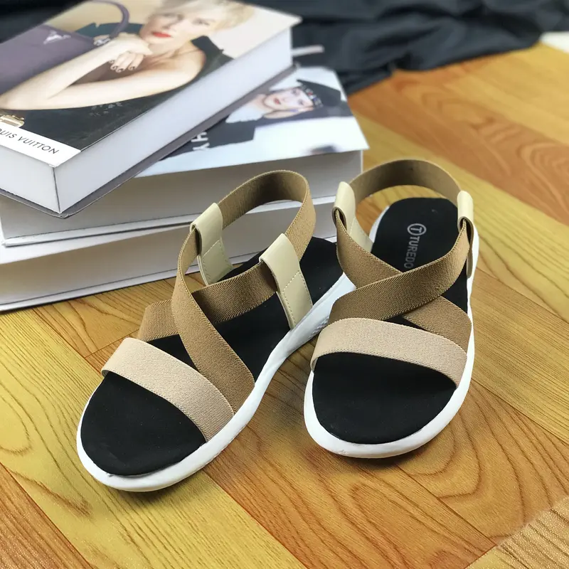 Yellow Jafna - Sandal Wanita Tali Silang Karet Elastis Anti Slip - Nyaman Dipakai Harian 5