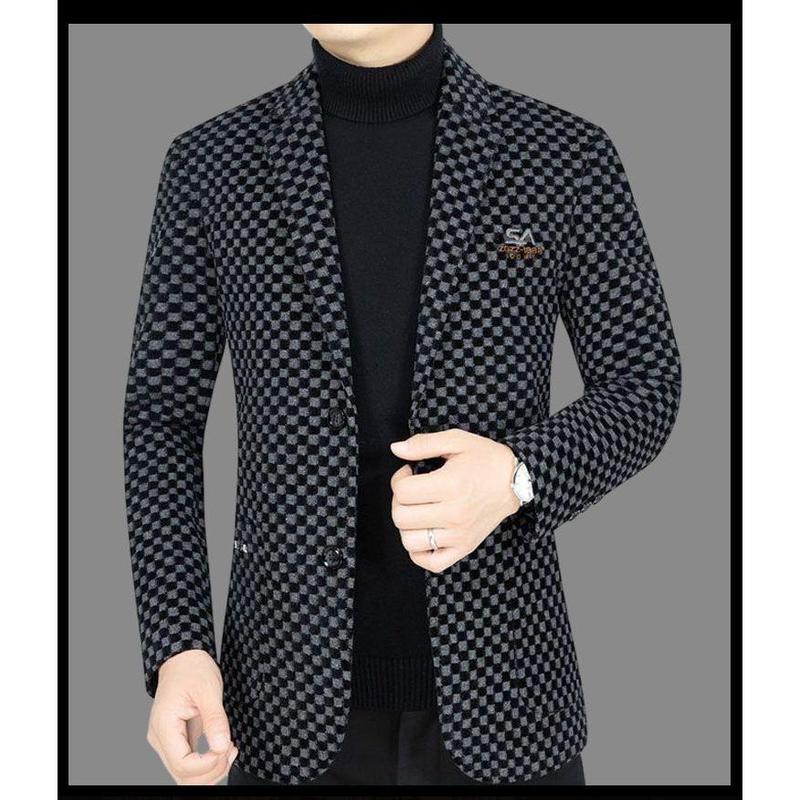 Áo Khoác Vest Nam, Thiết Kế Ca Rô, Phong Cách Thường Ngày Ngoại Cỡ, Thích Hợp Cho Mùa Xuân Và Mùa Thu, Bộ Đồ Công Sở, Độc Quyền Cho Bố Jacket Menswear Kem Dài Tay 2
