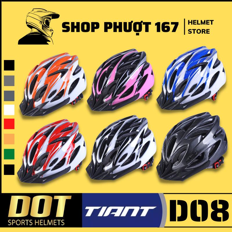 Mũ bảo hiểm DOT D08 TIANT cho xe đạp thể thao hàng chính hãng có tem BH 12 T Phụ Kiện Sport Đội Đầu Chạy Xe Đạp