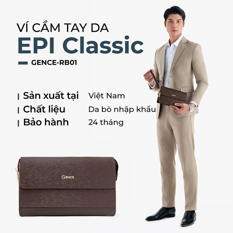 Product Introduction of Ví Nam Cầm Tay Clutch Da Chính Hãng GENCE RB01 Da Bò Khóa Số Cao Cấp Màu Nâu 0